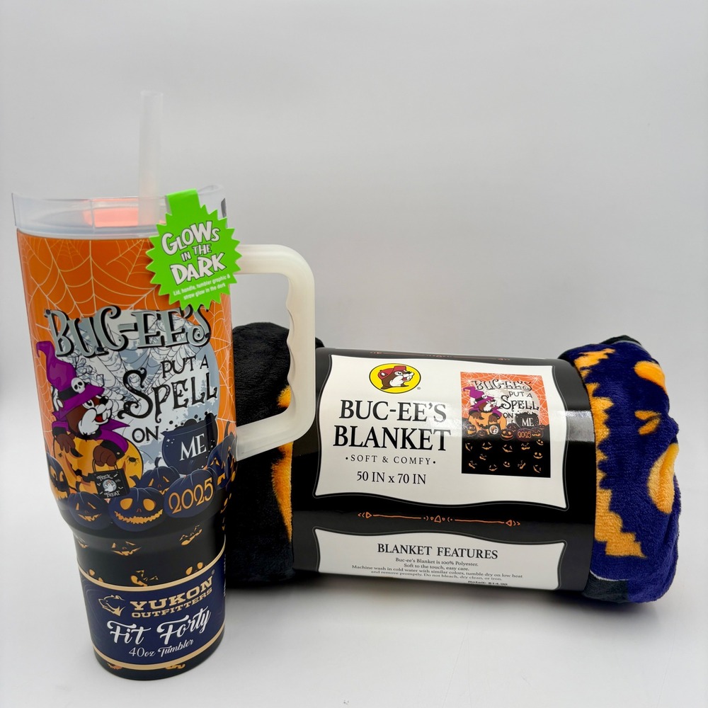 Buc-ee's Halloween Blanket & Tumbler 2025 Glow In The Dark Witch NEW